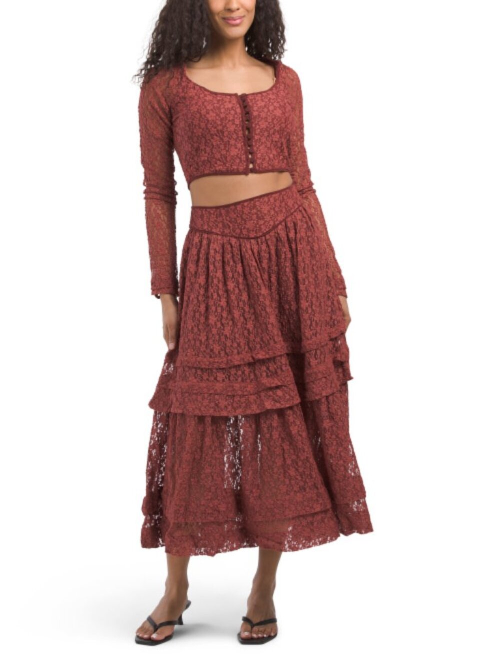 FREE PEOPLE 2pc Arcana Crop Top And Maxi Skirt Set